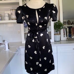 Betsey Johnson Black Dress with White Heart Pattern